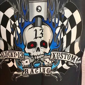 Lucky 13 Apparel Grey rockabilly mechanics shirt.